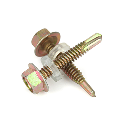 滲碳鋼彩鋅六角法蘭面自鉆自攻帶PVC墊螺釘GB15856.4